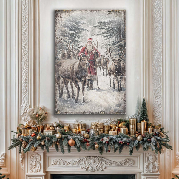 Vintage Woodland Santa Christmas Wall Art, photo 2 of 9