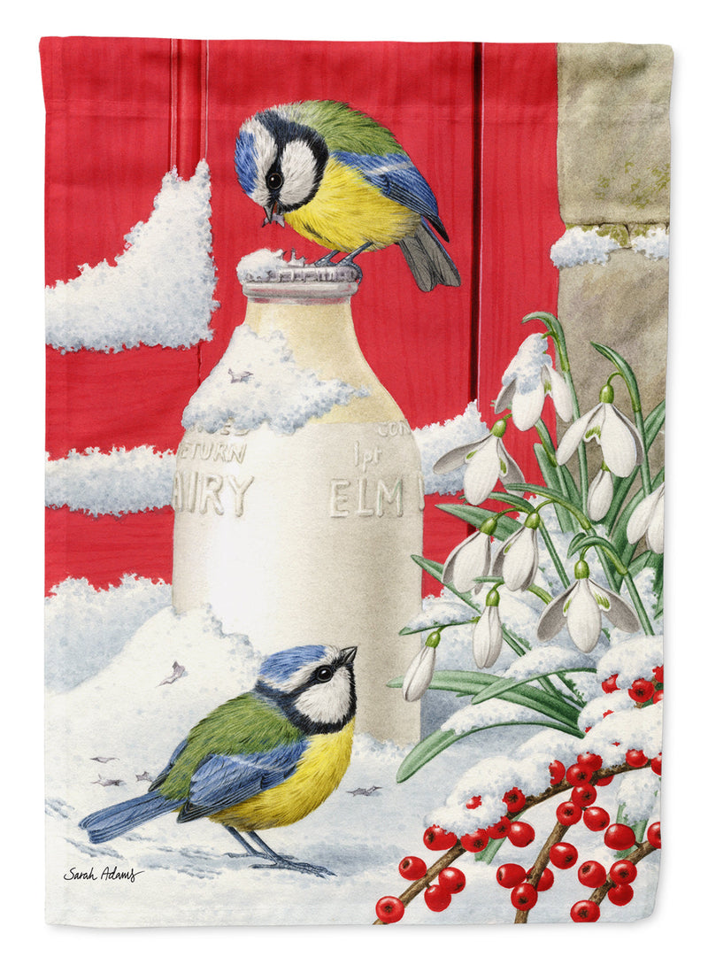 Eurasian Blue Tits Birds & Milk Bottles Flag Canvas House Size ASA2003CHF