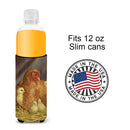 My Little Chickadees with Hen Chicken Slim Can Hugger , Insulated Foam Hugger for 12 oz Slim Cans, Beer Bottles & Water Bottles, Printed in USA