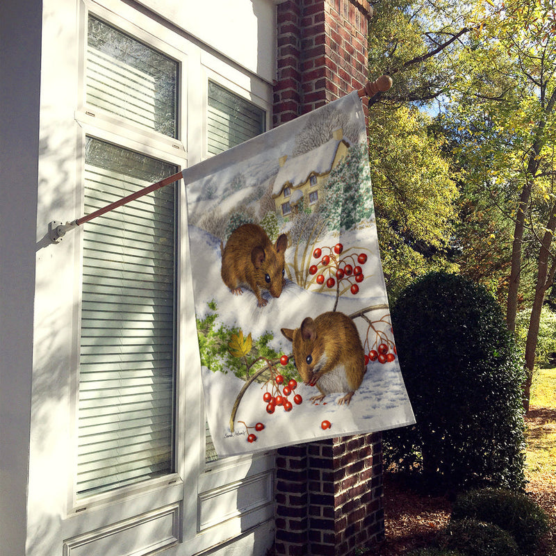 Wood Mice and Berries Flag Canvas House Size ASA2028CHF