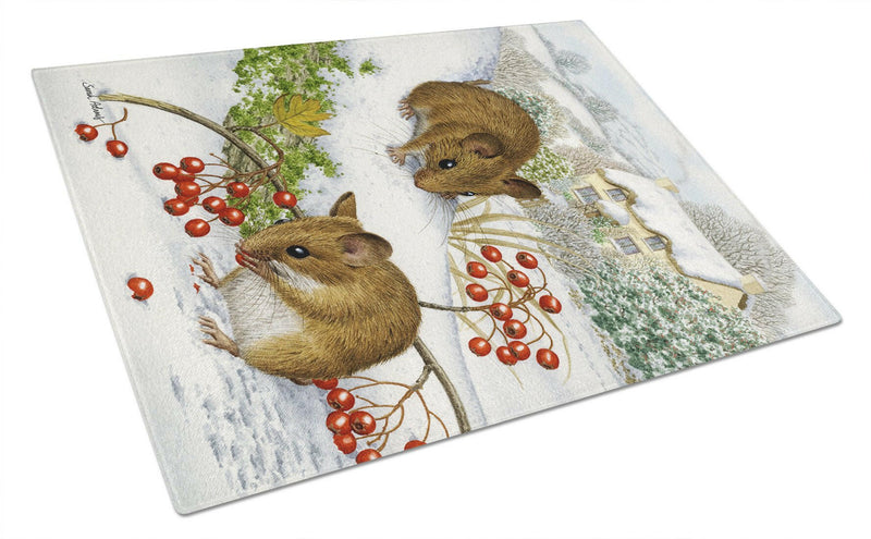 Wood Mice and Berries Glass Cutting Board Large ASA2028LCB