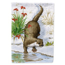 Otter by the Water House Flag 28x40 Porch Sleeve Pole Decorative Outside Yard Banner Artwork Wall Hanging, Polyester