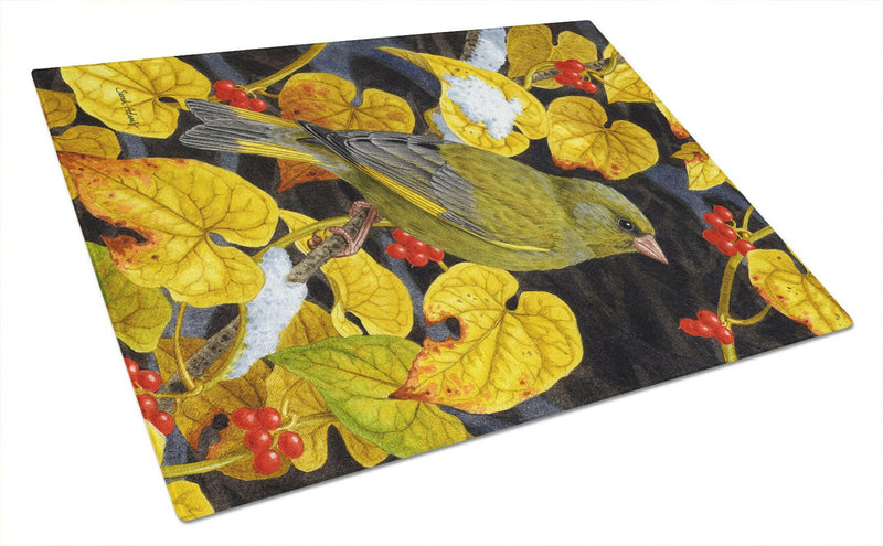 European Greenfinch Glass Cutting Board Large ASA2069LCB