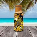 European Greenfinch Slim Can Hugger , Insulated Foam Hugger for 12 oz Slim Cans, Beer Bottles & Water Bottles, Printed in USA