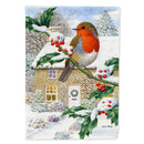 European Robin House Flag 28x40 Porch Sleeve Pole Decorative Outside Yard Banner Artwork Wall Hanging, Polyester