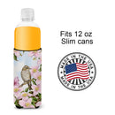 Spotted Flycatcher Slim Can Hugger , Insulated Foam Hugger for 12 oz Slim Cans, Beer Bottles & Water Bottles, Printed in USA