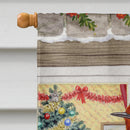 European Robin at the Window House Flag 28x40 Porch Sleeve Pole Decorative Outside Yard Banner Artwork Wall Hanging, Polyester