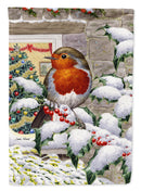European Robin at the Window House Flag 28x40 Porch Sleeve Pole Decorative Outside Yard Banner Artwork Wall Hanging, Polyester