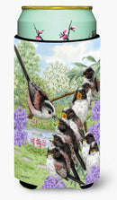 Long Tailed Tits Tall Boy Hugger Can Cooler Sleeve Machine Washable Drink Collapsible Insulator Beverage Insulated Holder
