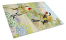 European Goldfinches Cutting Board Tempered Glass Kitchen Cutting Surface, Heat Resistant Chopping, Non-Slip Feet, Food Prep & Serving