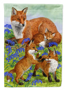 Fox Family House Flag 28x40 Porch Sleeve Pole Decorative Outside Yard Banner Artwork Wall Hanging, Polyester
