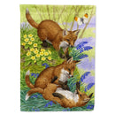 Fox Cubs House Flag 28x40 Porch Sleeve Pole Decorative Outside Yard Banner Artwork Wall Hanging, Polyester