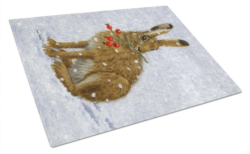 Rabbit Hare & Rosehips Glass Cutting Board Large ASA2147LCB