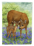Deer & Fawn House Flag 28x40 Porch Sleeve Pole Decorative Outside Yard Banner Artwork Wall Hanging, Polyester