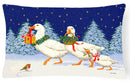 Three Geese & Gifts Decorative Throw Pillow 12x16 Indoor Outdoor Accent Cushion, Fabric Cover with Insert for Sofa, Bed, Porch & Living Room