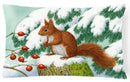 Winter Red Squirrel Decorative Throw Pillow 12x16 Indoor Outdoor Accent Cushion, Fabric Cover with Insert for Sofa, Bed, Porch & Living Room