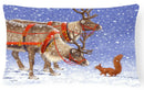 Reindeer & Squirrel Decorative Throw Pillow 12x16 Indoor Outdoor Accent Cushion, Fabric Cover with Insert for Sofa, Bed, Porch & Living Room