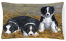 Border Collie Puppies Fabric Decorative Pillow ASA2196PW1216
