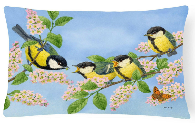 Great Tit Family of Birds Fabric Decorative Pillow ASA2203PW1216