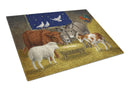 Animals at Crib Nativity Christmas Scene Glass Cutting Boards – Durable, Decorative Kitchen Art Large ASA2205LCB