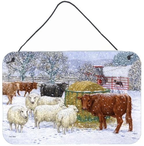 Cows and Sheep in the Snow Wall or Door Hanging Prints ASA2207DS812