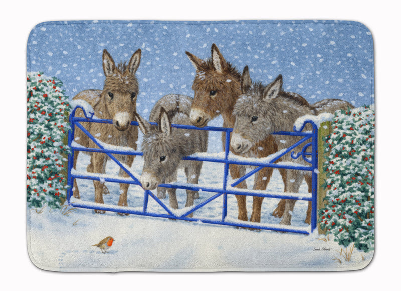 Donkeys and Robin at the Fence Machine Washable Memory Foam Mat ASA2210RUG