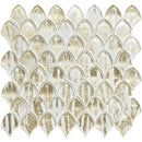 Gold White 11x11 Glossy Fan Fish Scale Glass Mosaic Tile (10 pack, 8.48 sq ft/case)