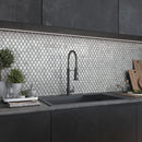 Silver 11x11 Glossy Fan Fish Scale Glass Mosaic Tile (10 pack, 8.48 sq ft/case) - Sample