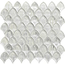 Silver 11x11 Glossy Fan Fish Scale Glass Mosaic Tile (10 pack, 8.48 sq ft/case) - Sample
