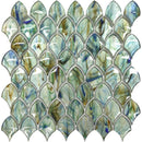 Blue Silver 11x11 Glossy Fan Fish Scale Glass Mosaic Tile (10 pack, 8.48 sq ft/case) - Sample