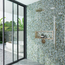 Blue Silver 11x11 Glossy Fan Fish Scale Glass Mosaic Tile (10 pack, 8.48 sq ft/case) - Sample