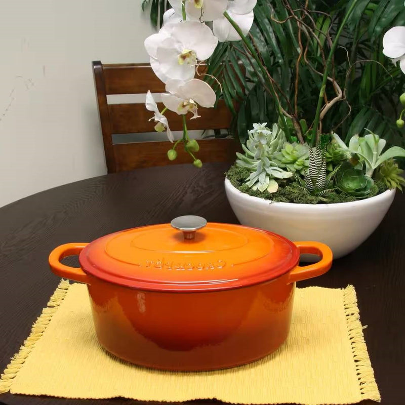 Orange Red Sunbust 7-Quart Enameled Cast Iron Dutch Oven with Lid, photo 3 of 4