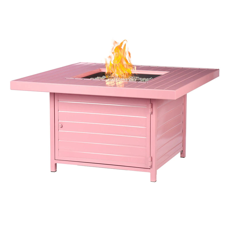 Aluminum 42-in Square Propane Fire Table with Beads, Covers and Lid