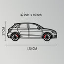 Audi A1 Metal Car Wall Art with Rotating Wheels - Handmade Car Silhouette Decor - Automotive Wall Art for Petrolheads-KAFMEKA094