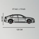 Audi RS5 Metal Car Wall Art with Rotating Wheels - Performance Sportback Silhouette Decor - Interactive Automotive Wall Art - KAFMEKA097
