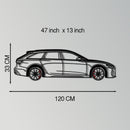 Audi RS6 Avant Metal Car Wall Art with Rotating Wheels - Super Wagon Silhouette Decor - Interactive Automotive Wall Art - KAFMEKA098