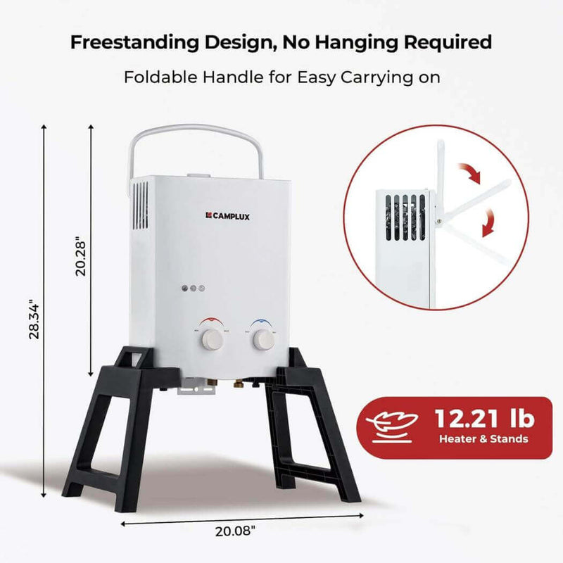 Camplux AY132MAX Portable Propane Water Heater With Stand