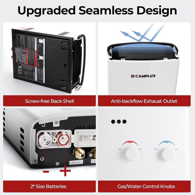 Camplux AY132P43 Portable Propane Water Heater Pump Kit