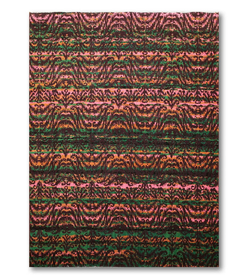 6x9 Pink, Green Hand knotted 100% Wool Modern Oriental Area Rug