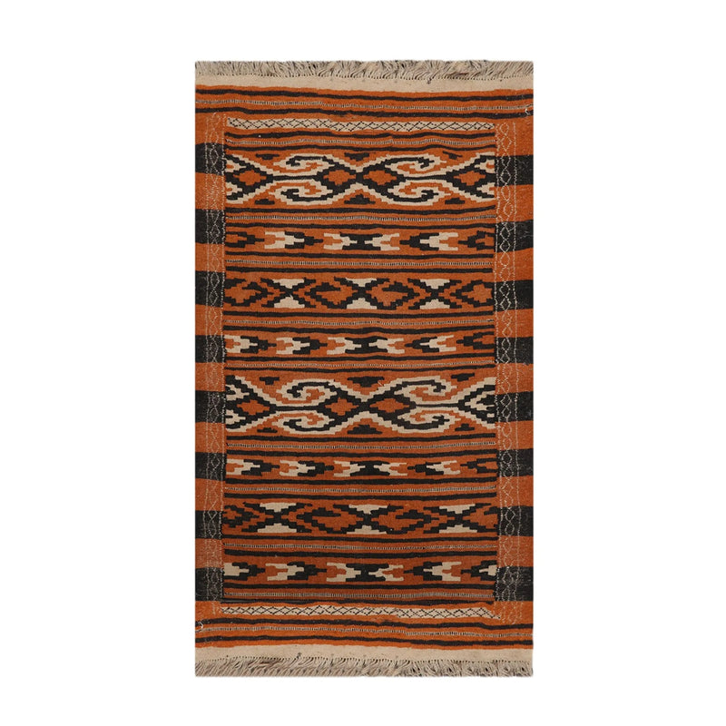 3'3"x6'3" Oriental Area Rug Hand Woven Wool Traditional Turkish Kilim Southwestern