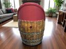 Whiskey & Wine Barrel Armchair with Hidden Safe — Memory Foam, Burgundy Berry Upholstery