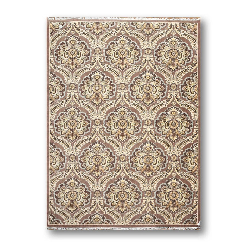 6x9 Brown, Beige Hand knotted Transitional Wool Oriental Area Rug