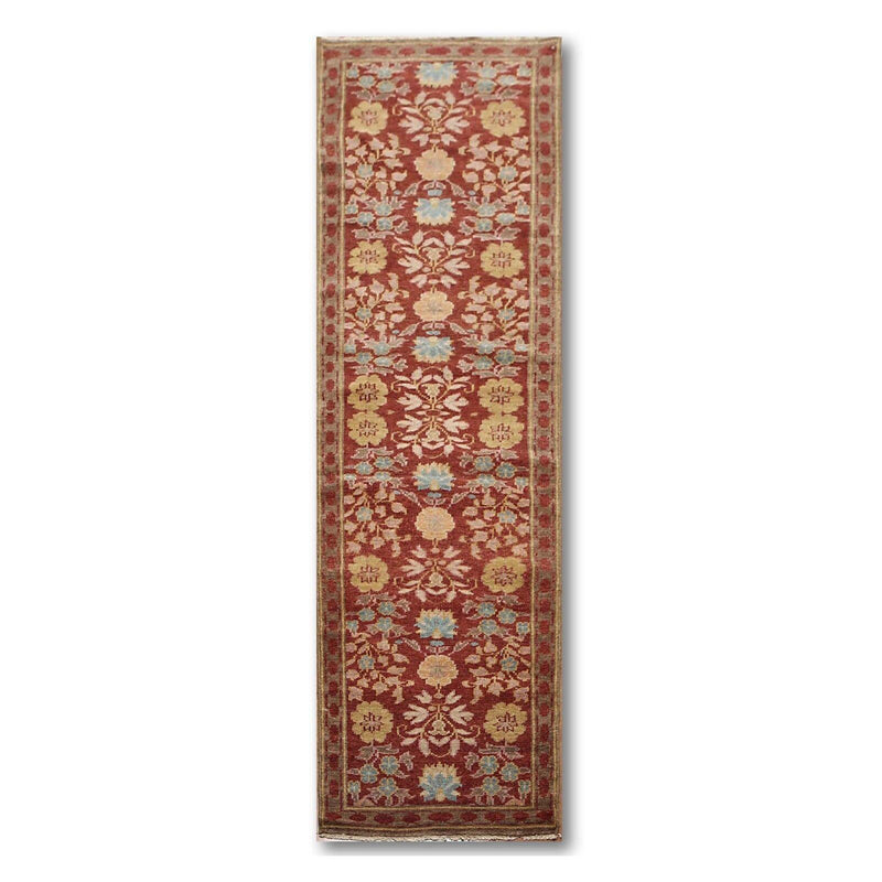 2'6" x 10' Runner Hand knotted Turkish Oushak Vegetable Dyes wool Area rug Rust