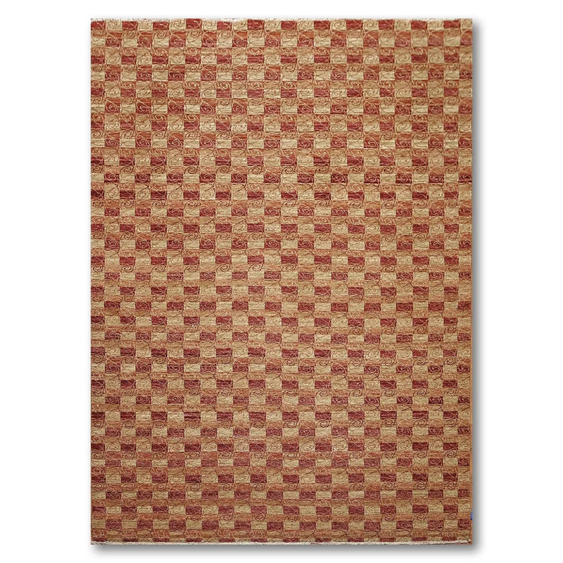 6x9 Rust Hand Knotted Samad Geometric 100% Wool Oriental Area Rug