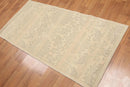 3'x6' Hand Knotted Wool Floral Oriental runner Area Rug Beige 3x6