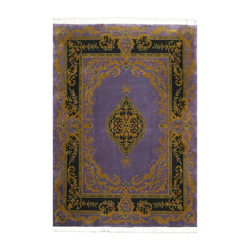 4x6 Black Needlepoint Hand Woven 100% Wool Oriental Area Rug