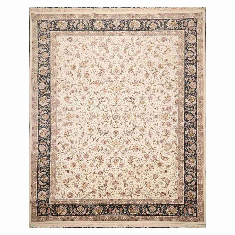 8'9'' x 11'10'' Hand Knotted Wool SinoPersian 200 KPSI Oriental Area Rug Cream
