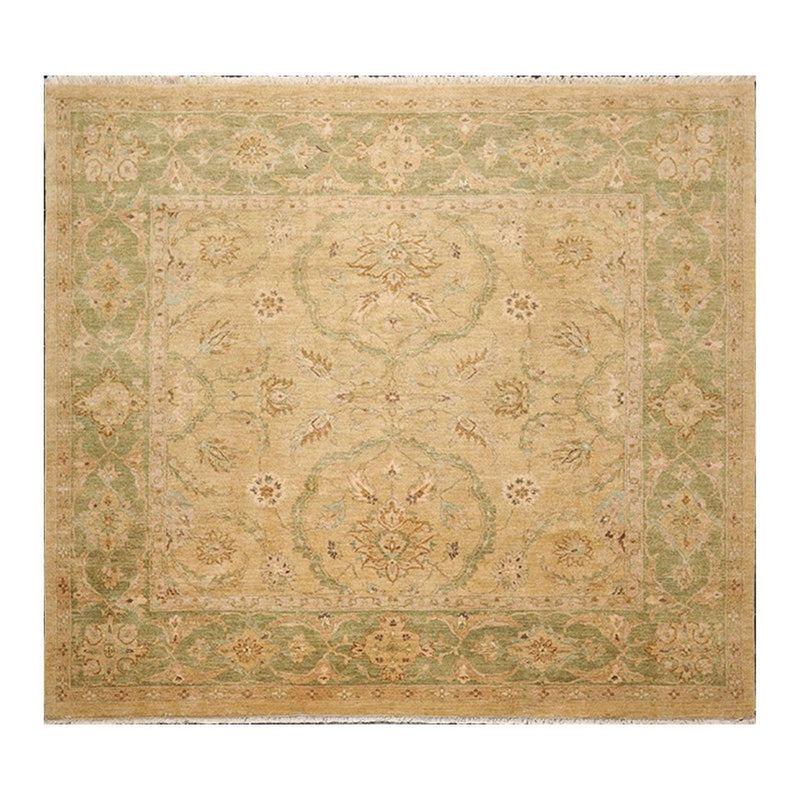 8'9" x 8'11" Square Hand Knotted 100% Wool Peshawar Oriental Area Rug Beige