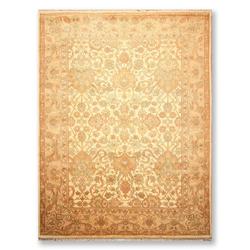 9x12 Hand Knotted Agra 100% Wool Traditional Oriental Area Rug Gold