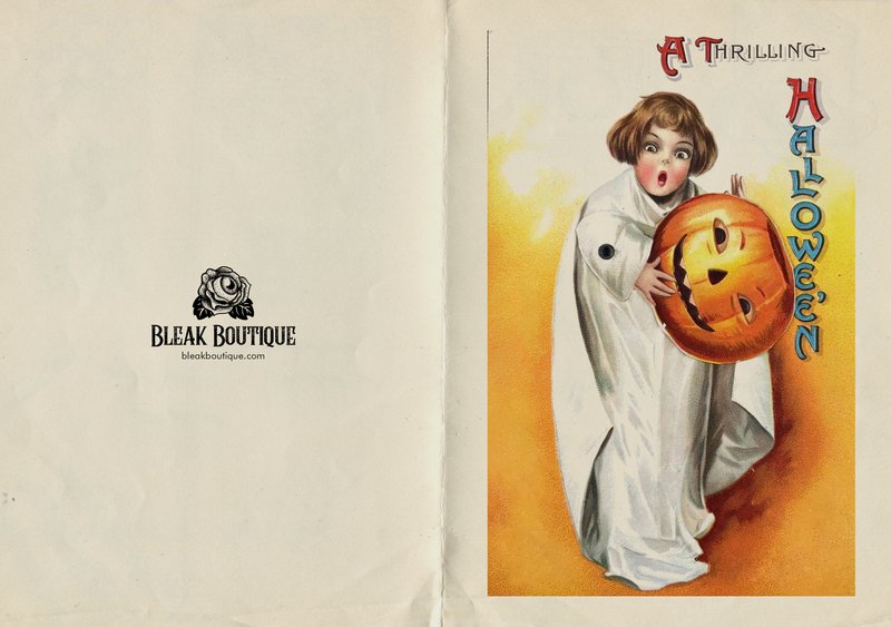 "A Thrilling Halloween" Antique Greeting Card